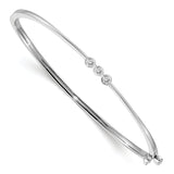14k White Gold Complete 3-Stone 1/5 carat AAA Diamond Hinged Oval Bangle Bracelet XB298AAA
