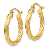 14k Polished 2.75mm Twisted Hoop Earrings TC388