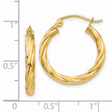 14k Polished 2.75mm Twisted Hoop Earrings TC388