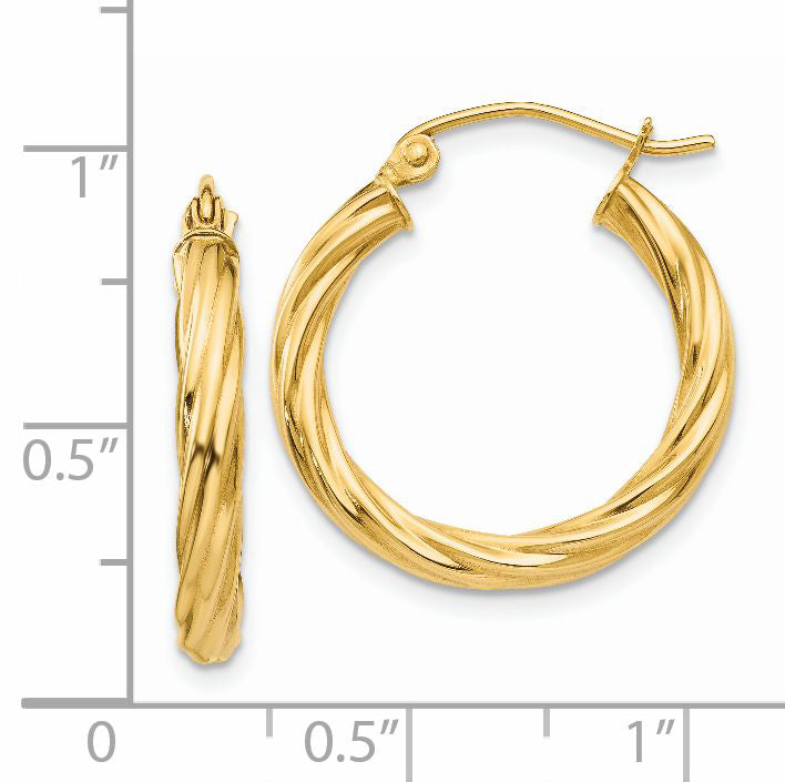 14k Polished 2.75mm Twisted Hoop Earrings TC388