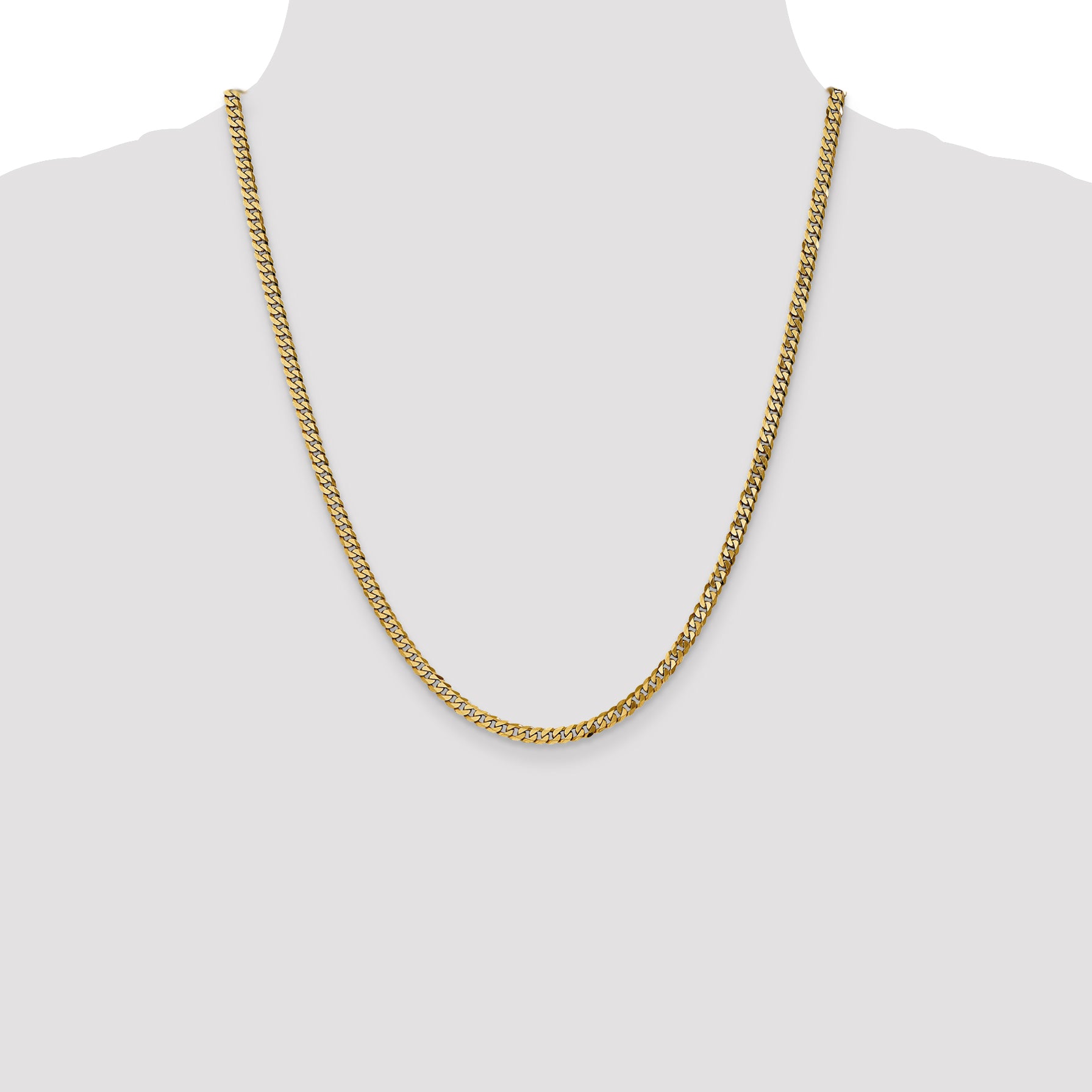 14K 26 inch 3.9mm Flat Beveled Curb with Lobster Clasp Chain FBU100
