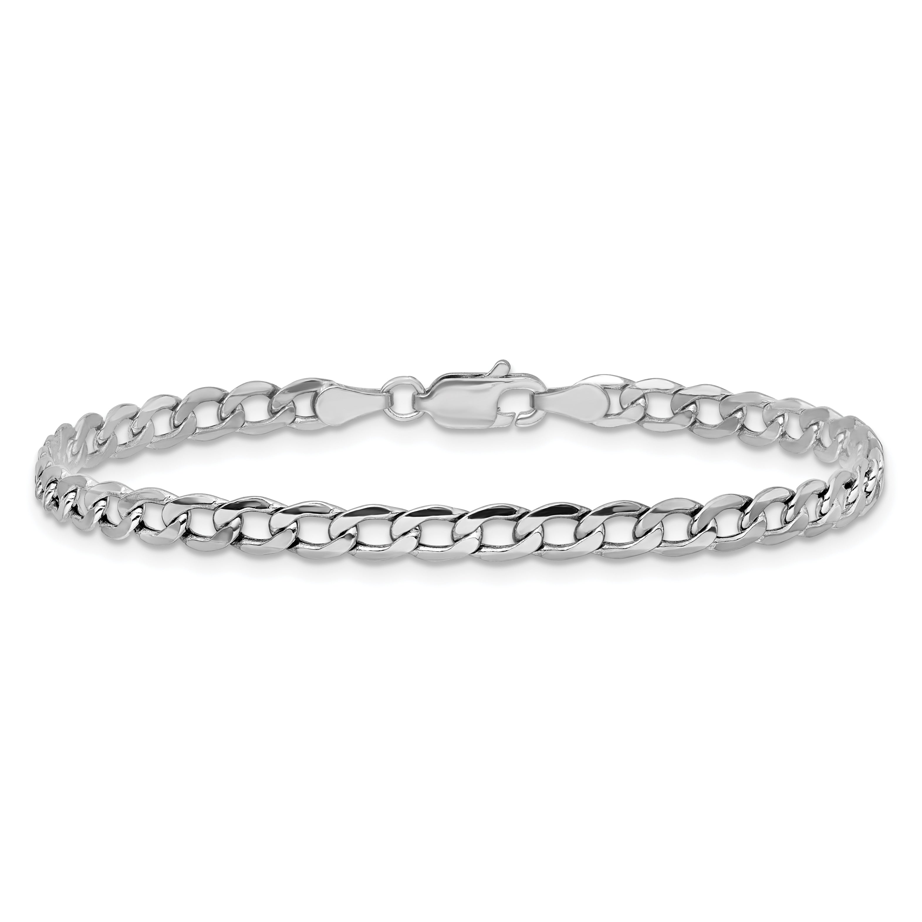 14K White Gold 10 inch 3.35mm Semi-Solid Curb with Lobster Clasp Anklet BC103