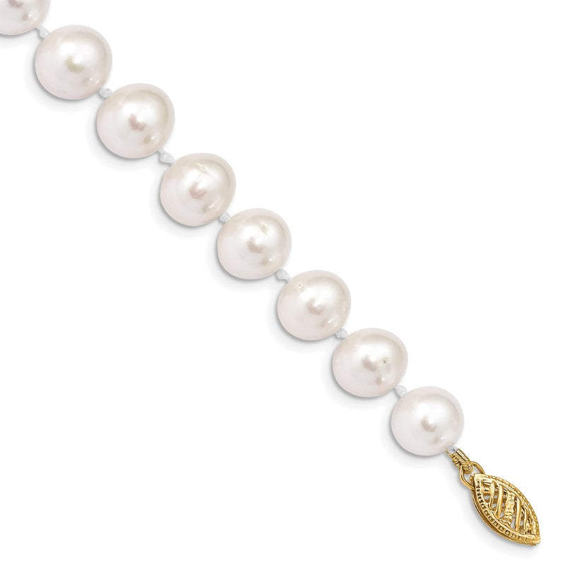14k 9-10mm White Near-Round Freshwater Cultured Pearl 16 inch Necklace WPN090