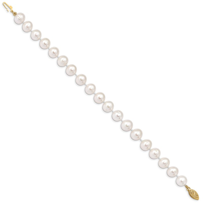 14k 9-10mm White Near-Round Freshwater Cultured Pearl 16 inch Necklace WPN090