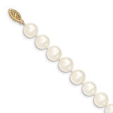 14k 9-10mm White Near-Round Freshwater Cultured Pearl 16 inch Necklace WPN090