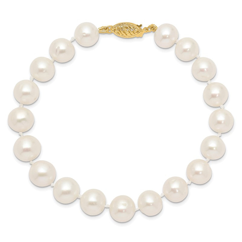 14k 9-10mm White Near-Round Freshwater Cultured Pearl 16 inch Necklace WPN090