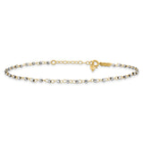 14K Two-tone Chain with Mirror Beads 9 inch Plus 1 inch Extender - Total 10 inch Anklet ANK263