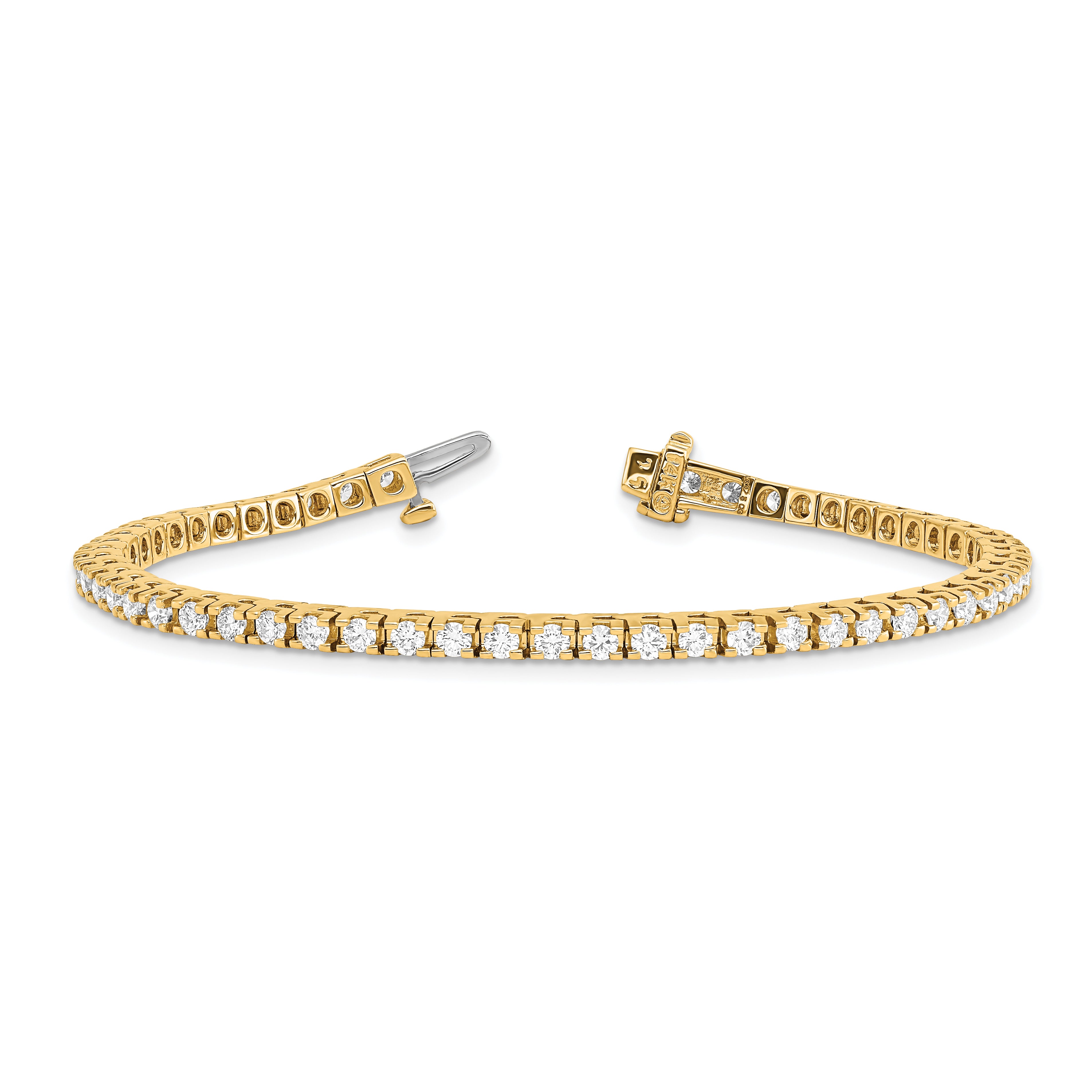 14k Complete 2.86 carat Round A Diamond 4-prong 7 inch Tennis Bracelet X732A