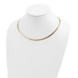 14k Two-tone 4mm Lightweight Reversible 16 inch Omega Necklace Plus 2 inch Heart Chain Extender ROML4