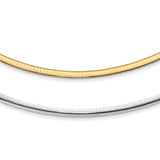 14k Two-tone 4mm Lightweight Reversible 16 inch Omega Necklace Plus 2 inch Heart Chain Extender ROML4