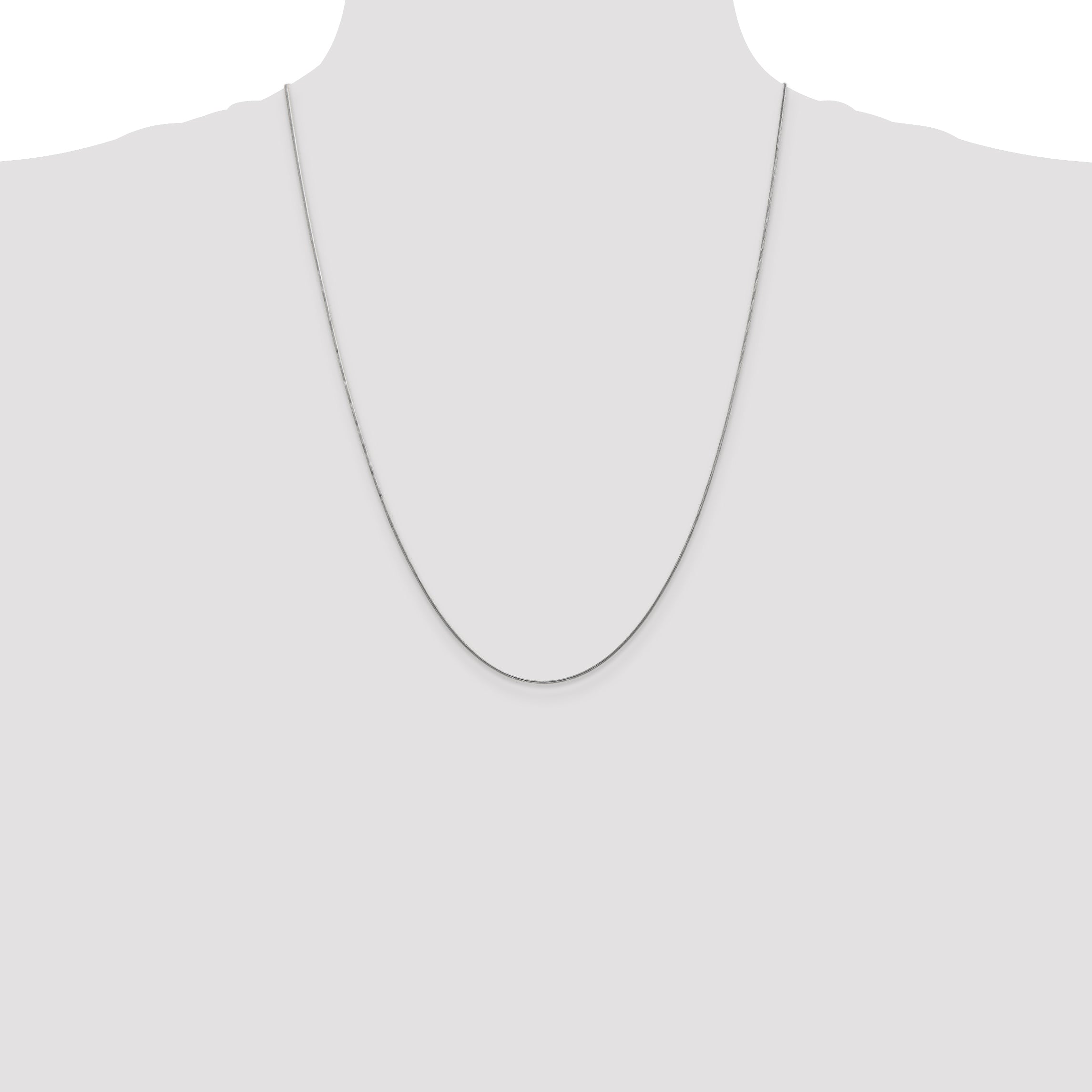 14K White Gold 14 inch .8mm Round Snake with Lobster Clasp Chain WSNA060