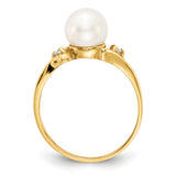 14k 7mm White Freshwater Cultured Pearl and 1/20 carat AA Diamond Ring Y4304PL/AA