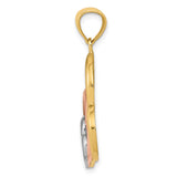 14K Two-tone and White Rhodium Polished 3 Hearts Pendant K2551