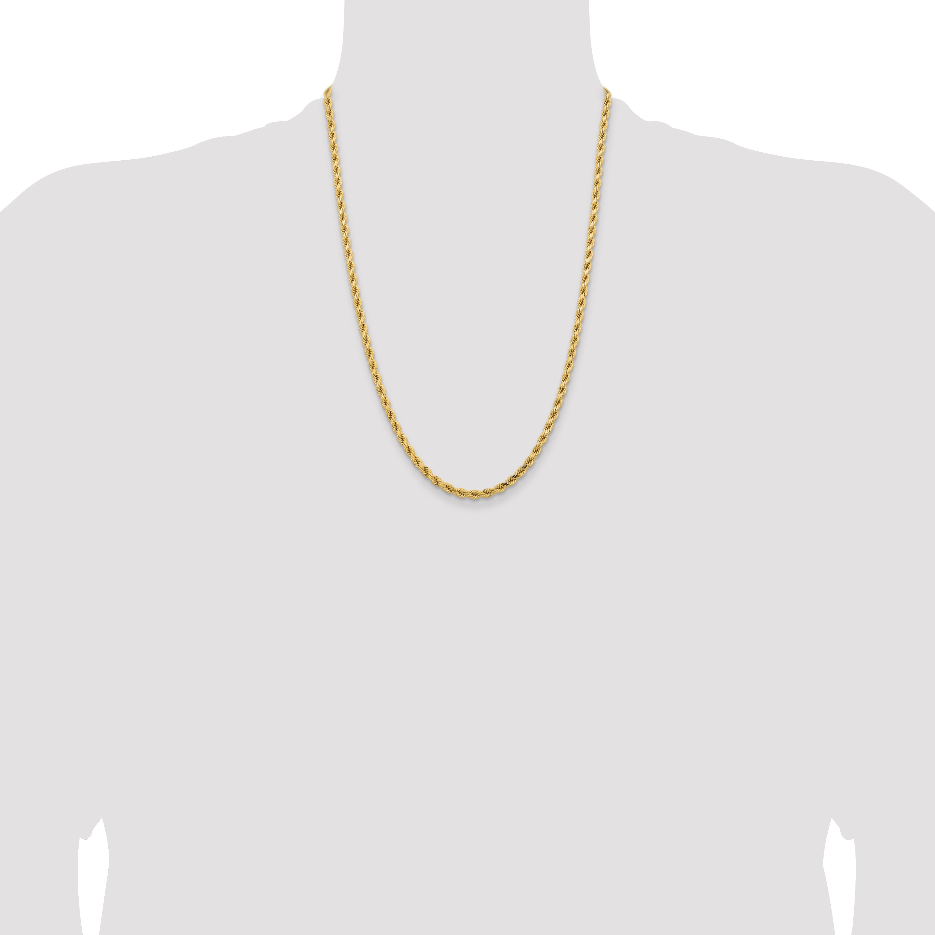 14K 26 inch 4.25mm Diamond-cut Rope with Lobster Clasp Chain 033L