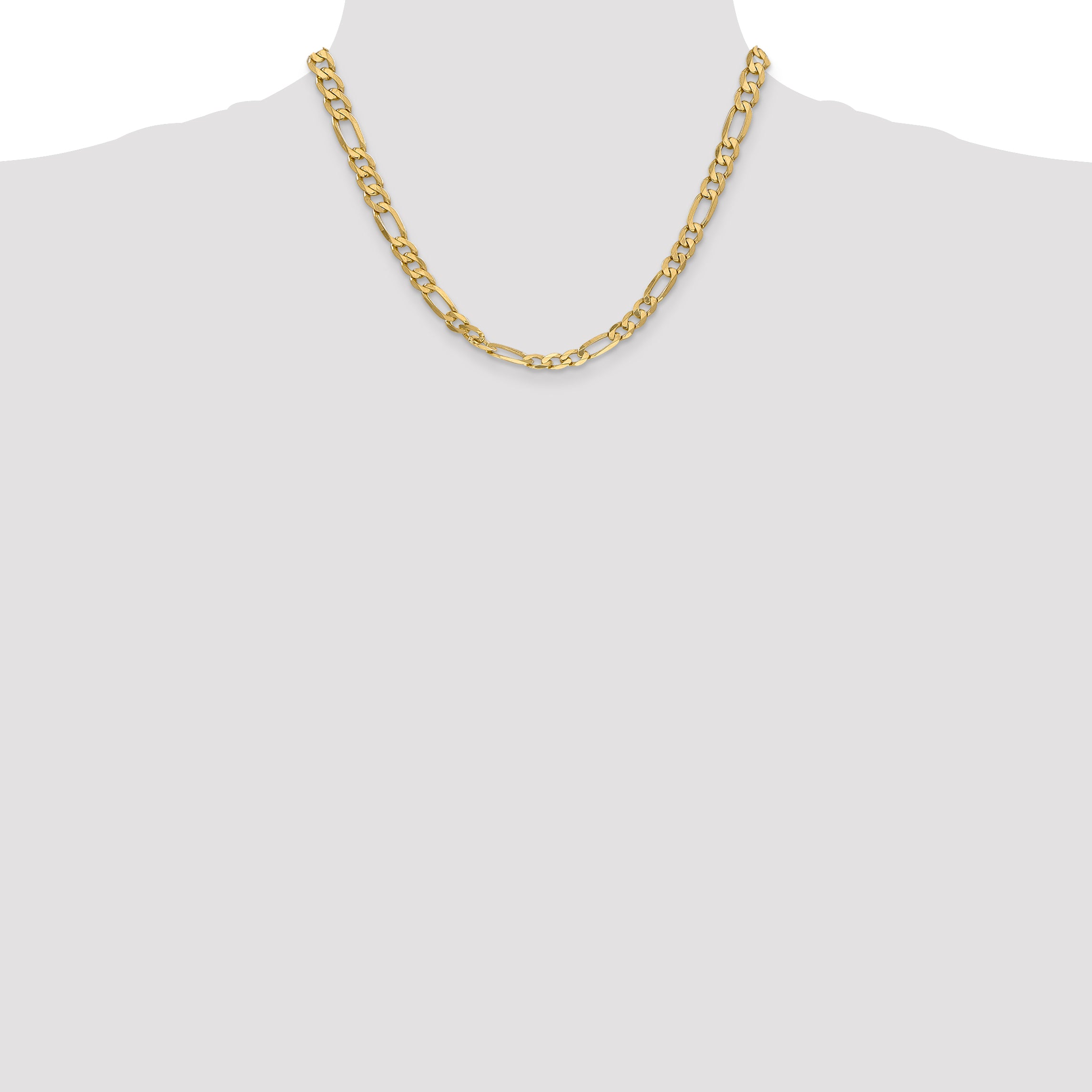 14K 26 inch 6.25mm Flat Figaro with Lobster Clasp Chain FFL160