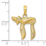 14k Textured Chai Pendant D1702