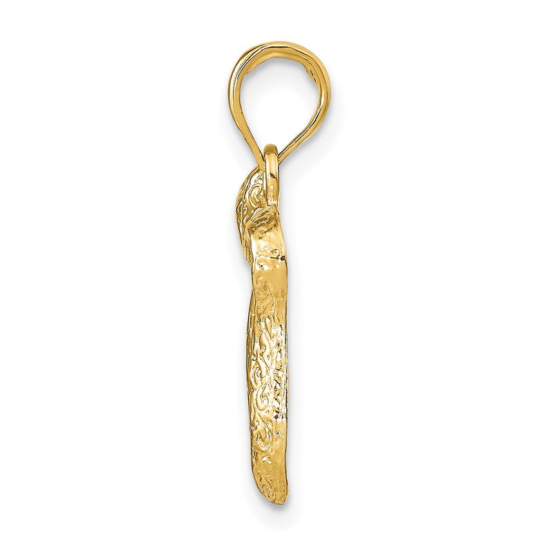 14k Textured Chai Pendant D1702
