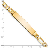 14k Polished Solid Chain/Solid Plate Figaro Link 39x8mm Plate 7 inch ID Bracelet FIG160ID
