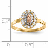 14k Two-tone with White Rhodium CZ Our Lady of Guadalupe Ring R579