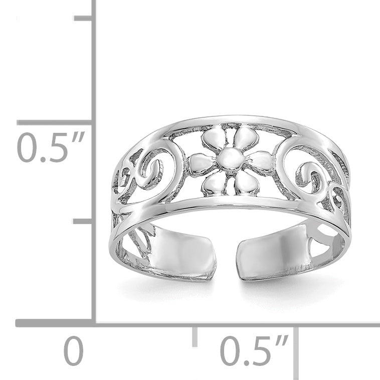 14k White Gold Floral Toe Ring D1969