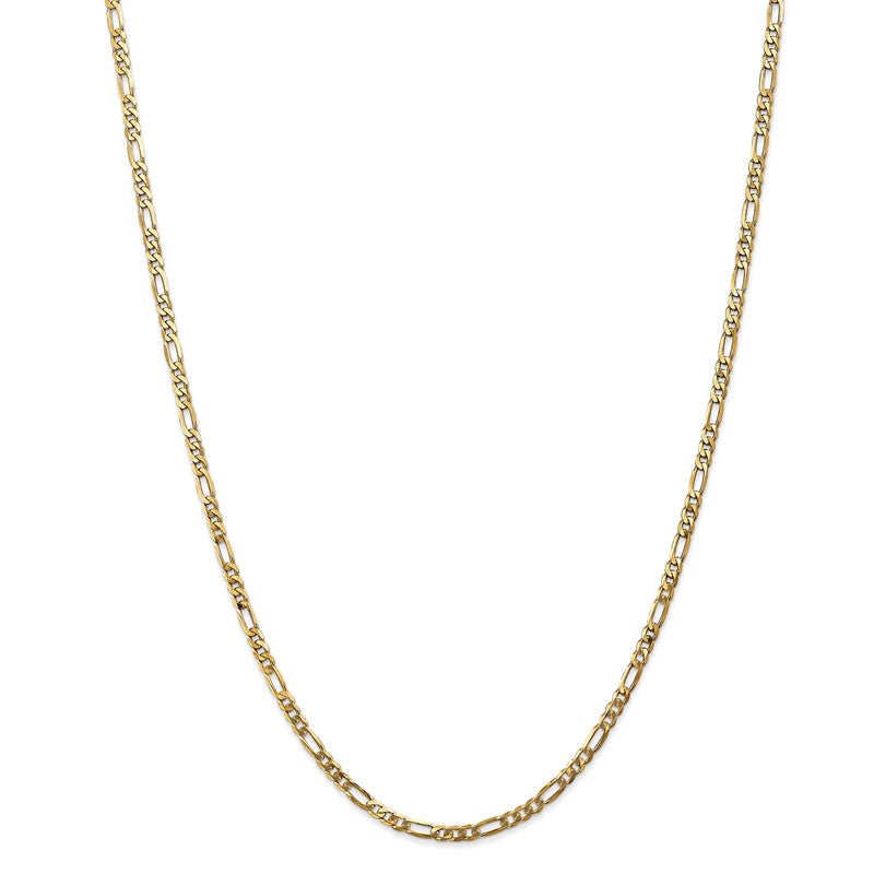 14K 26 inch 3mm Flat Figaro with Lobster Clasp Chain FFL080