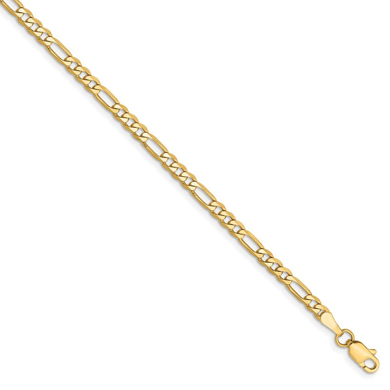 14K 26 inch 3mm Flat Figaro with Lobster Clasp Chain FFL080