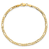 14K 26 inch 3mm Flat Figaro with Lobster Clasp Chain FFL080