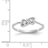 14k White Gold Polished 1/20 carat AA Diamond Two Hearts Ring Y1793AA