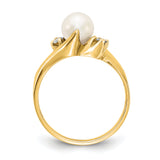 14k 6mm White Freshwater Cultured Pearl and 1/15 carat A Diamond Ring Y1932PL/A
