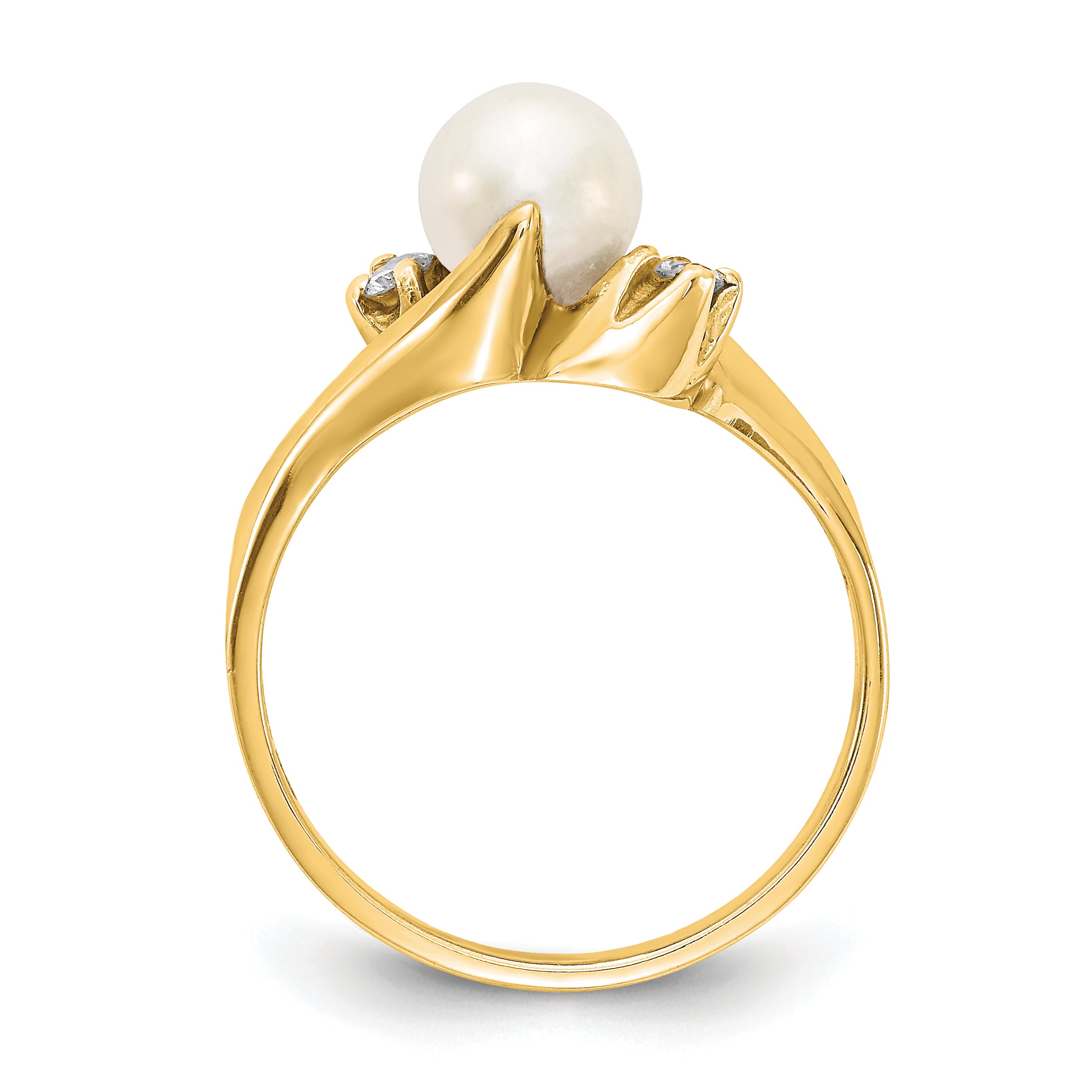 14k 6mm White Freshwater Cultured Pearl and 1/15 carat A Diamond Ring Y1932PL/A