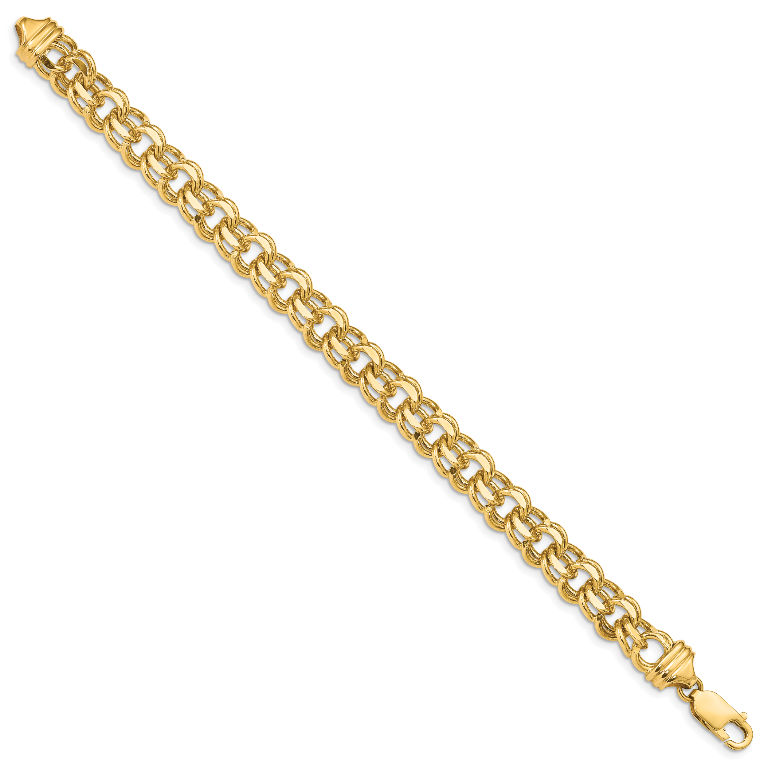 14k 8.5mm Diamond-cut Solid Heavy Double Link 7 inch Charm Bracelet DOH20