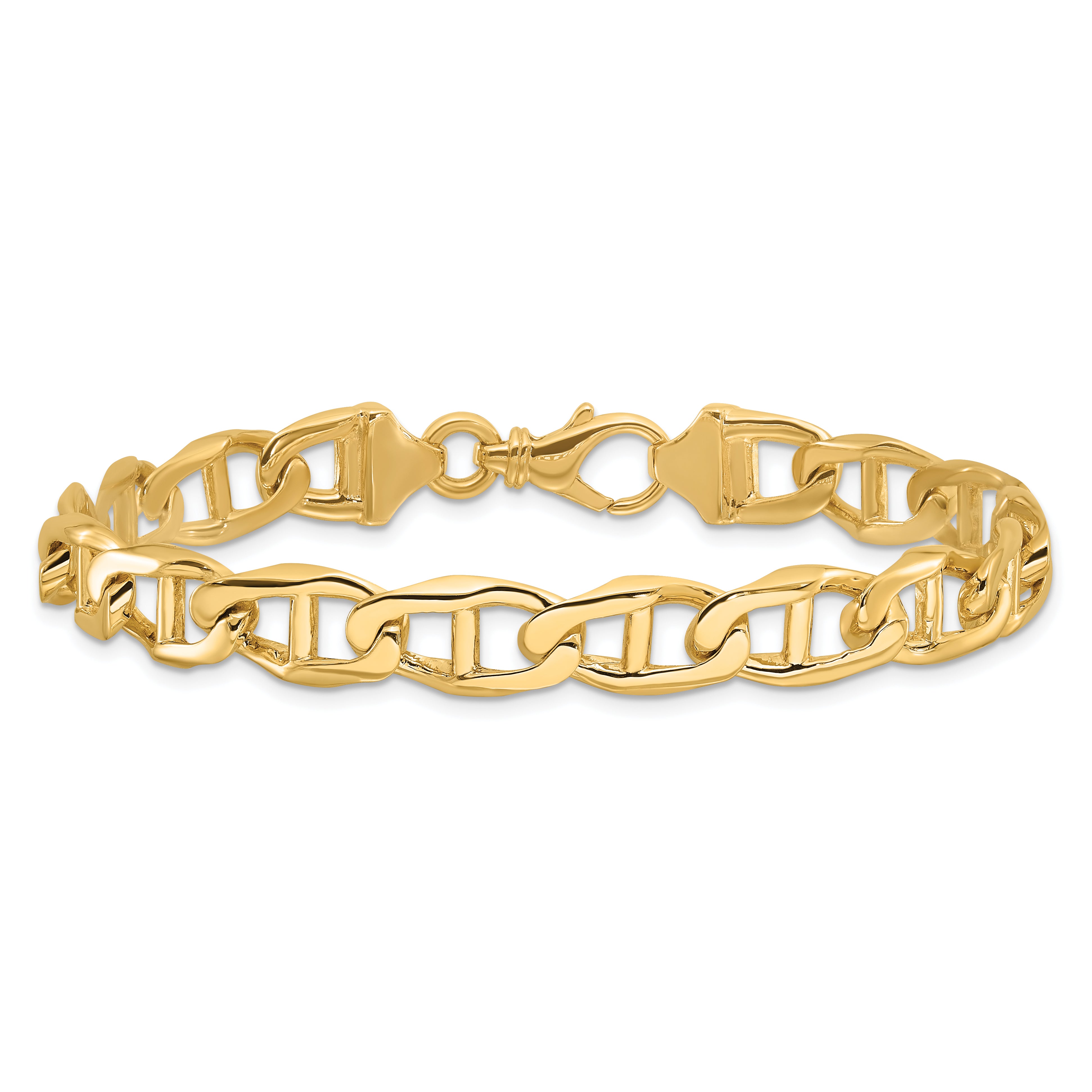 14K 20 inch 9mm Hand Polished Fancy Anchor Link with Fancy Lobster Clasp Chain LK101
