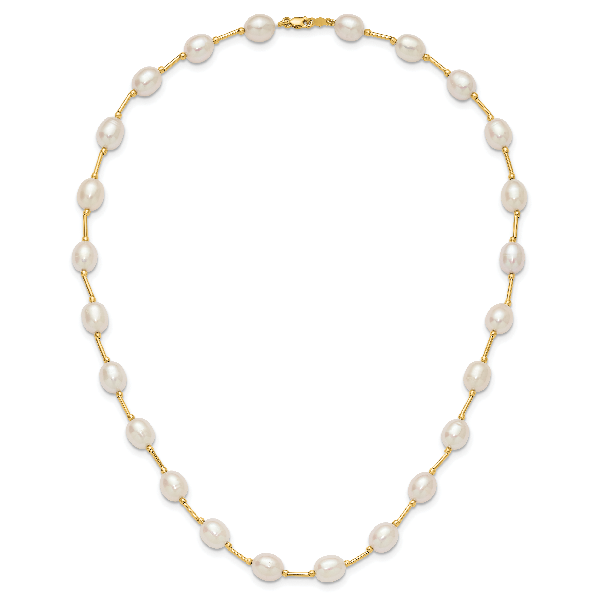 14k 7-8mm White Rice Freshwater Cultured Pearl Beaded 18 inch Necklace XF558