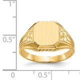 14k 9.0x9.0mm Octagon Open Back Floral Signet Ring CH183