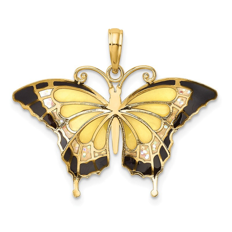 14K Yellow Enameled Butterfly Pendant K4233