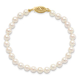 14k 5-6mm White Round Akoya Saltwater Cultured Pearl 16 inch Necklace PL50AA