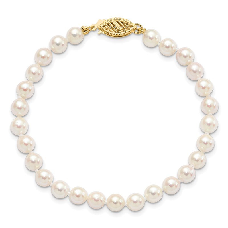 14k 5-6mm White Round Akoya Saltwater Cultured Pearl 16 inch Necklace PL50AA