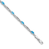 14k White Gold Complete Diamond and Oval Amethyst Fancy Link 7 inch Bracelet BM4492