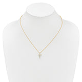 14k White Gold 1/4 carat Diamond Cross Pendant 18 inch Necklace PM1000