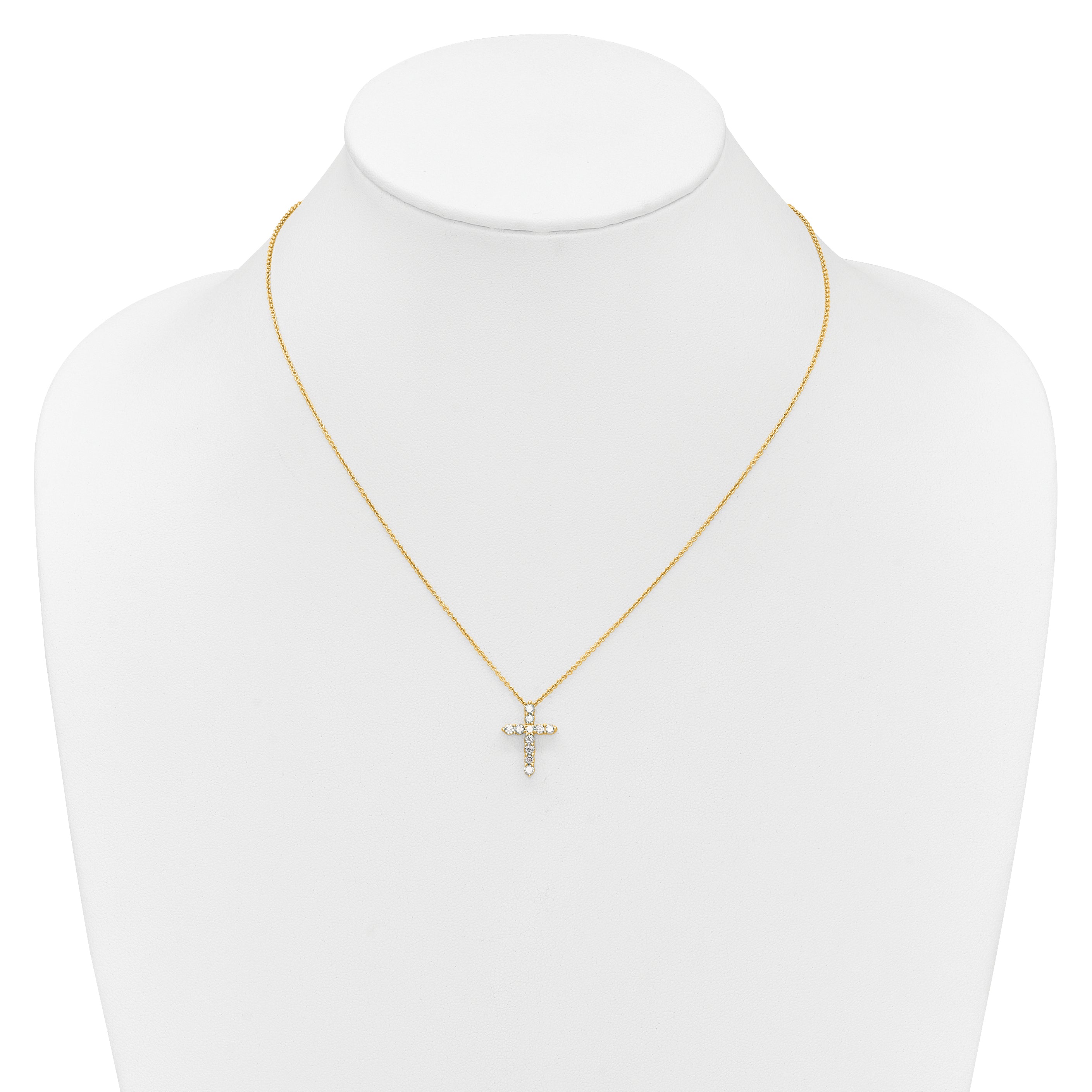 14k White Gold 1/4 carat Diamond Cross Pendant 18 inch Necklace PM1000