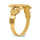 14K Mens Satin Diamond-cut Claddagh Ring K3856
