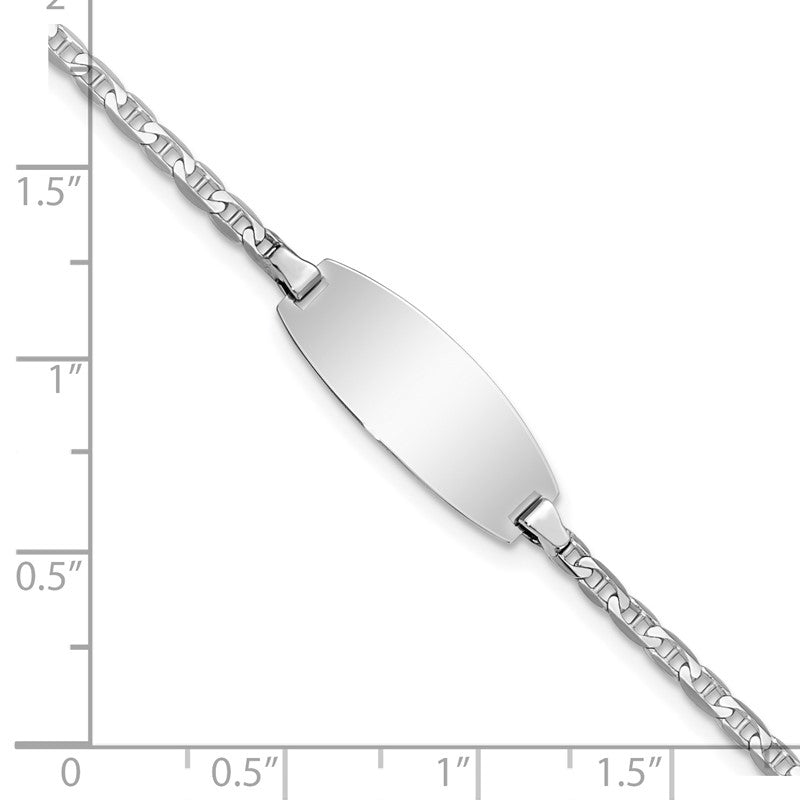 14k White Gold Polished Solid Chain/Solid Plate Anchor Link Oval 18.5x8mm Plate 5.5 inch Baby/Child ID Bracelet LID86W