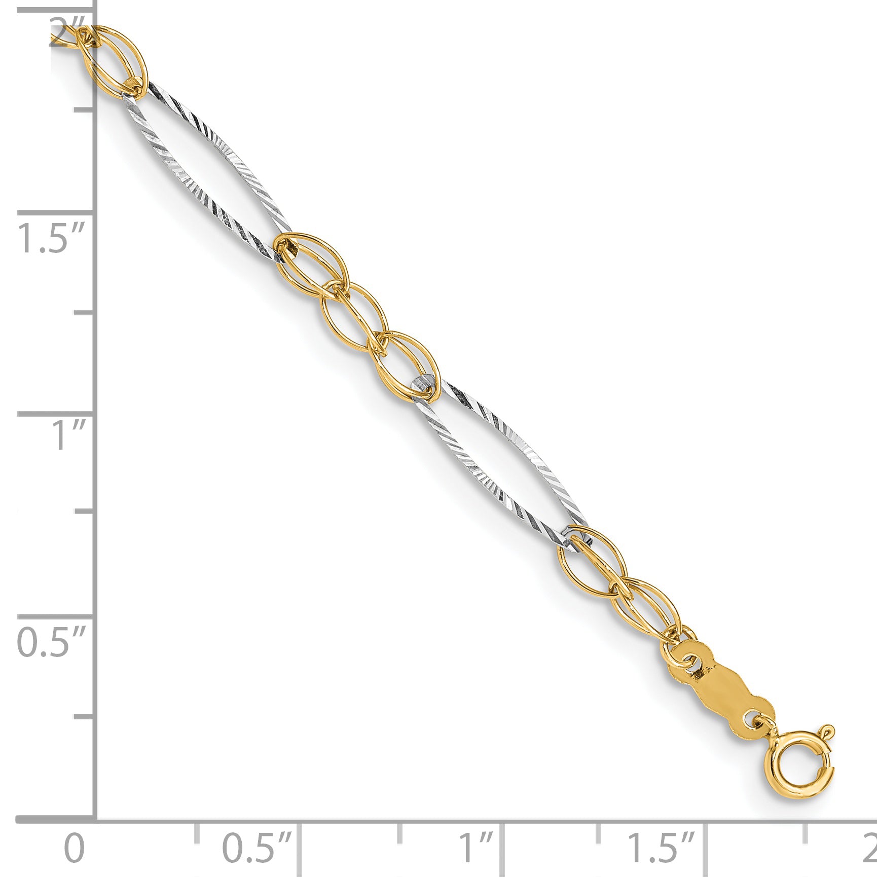 14k Two-tone Polished Oval Design 7.25 inch Bracelet FB1316