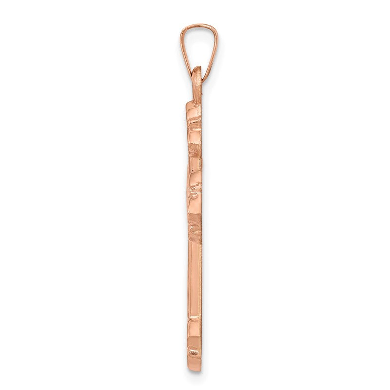 14K Rose Gold Fleur de Lis Cross Pendant XR1226