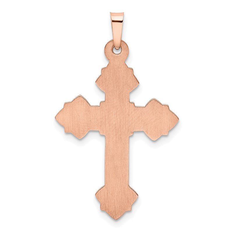 14K Rose Gold Fleur de Lis Cross Pendant XR1226