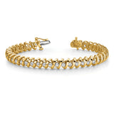 14k Complete 1.4 carat Round A Diamond Fancy Spiral 7 inch Tennis Bracelet X2001A