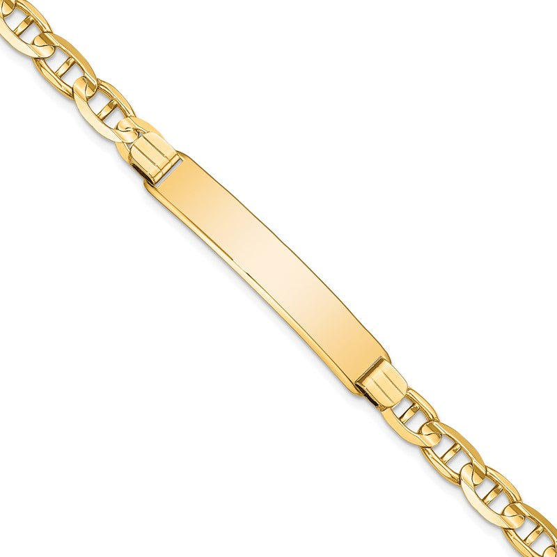 14k Polished Solid Chain/Solid Plate Anchor Link 38x7.8mm Plate 7 inch ID Bracelet LID79