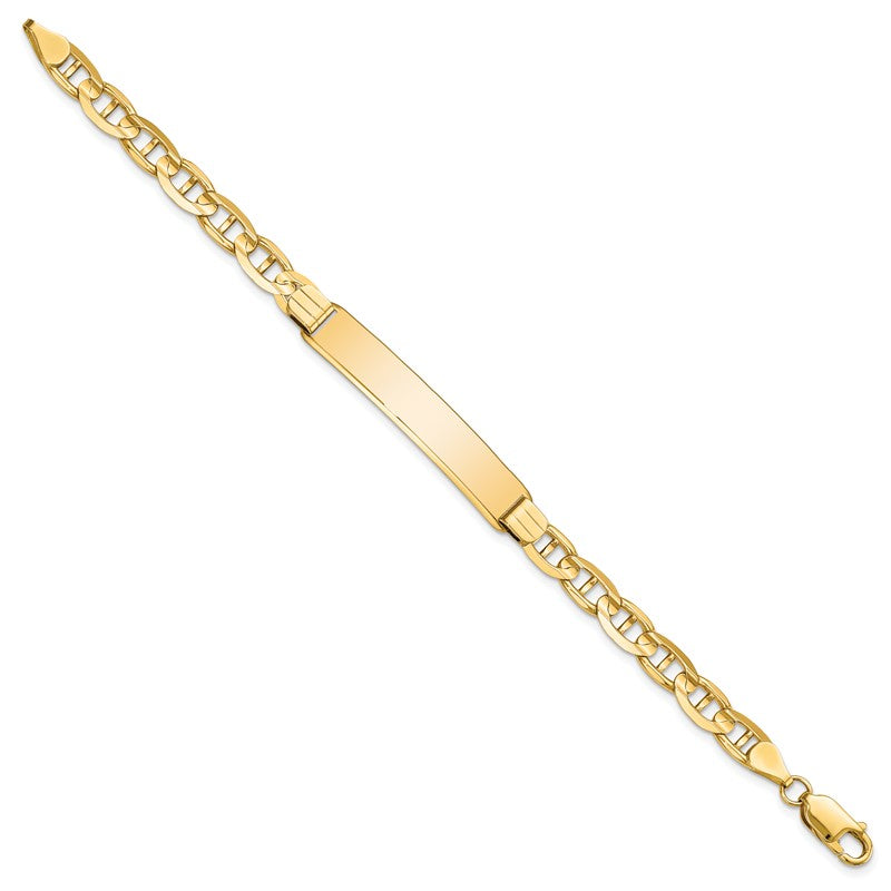 14k Polished Solid Chain/Solid Plate Anchor Link 38x7.8mm Plate 7 inch ID Bracelet LID79