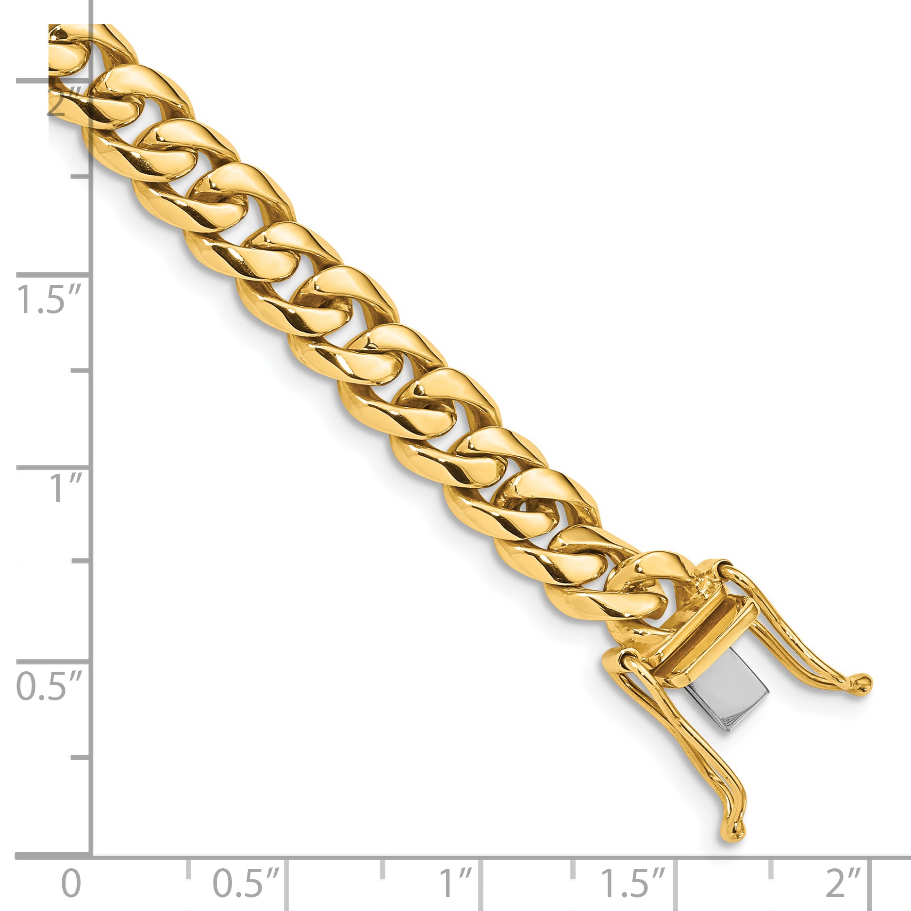 14K 20 inch 7.25mm Hand Polished Rounded Curb Link with Box Catch Clasp Chain LK124