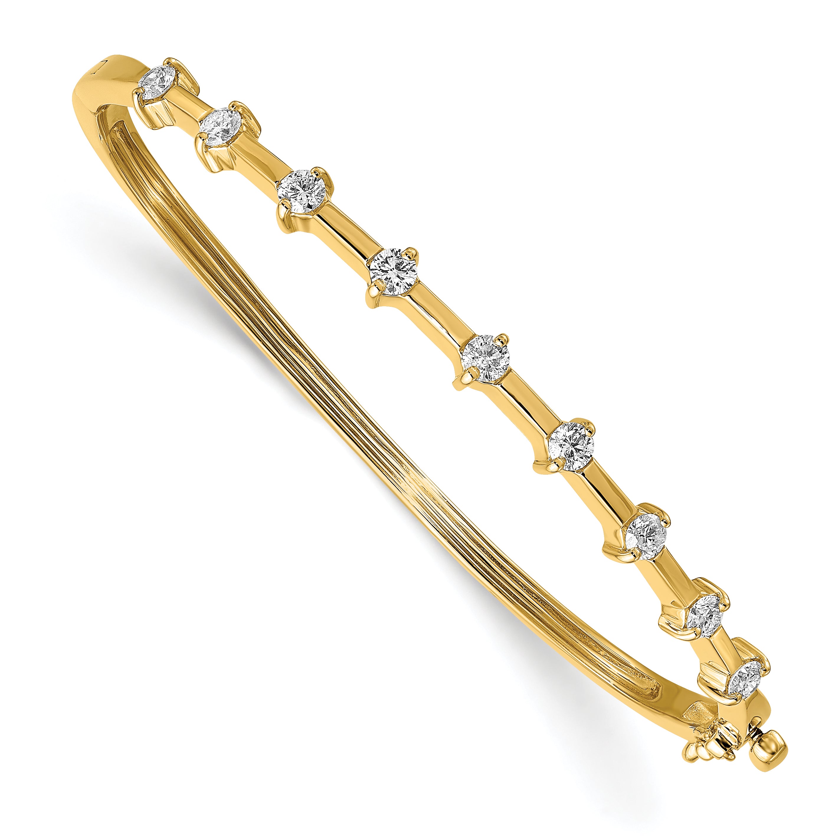 14k Complete 7/8 carat A Diamond Hinged Oval Bangle Bracelet XB220A